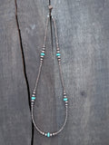 Turquoise Clay Beaded Necklace with Graduated Antique Copper-Finish Brass Beads