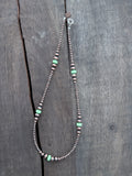 Green Clay Beaded Necklace with Graduated Antique Copper-Finish Brass Beads