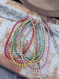 Hot Pink Clay Bead & 4mm Brass Bead Necklace