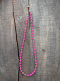 Hot Pink Clay Bead & 4mm Brass Bead Necklace