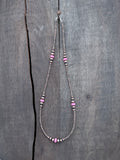 Hot Pink Clay Beaded Necklace with Graduated Antique Copper-Finish Brass Beads