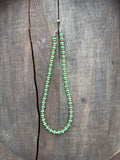 Bright Green Clay Bead & 6mm Brass Bead Necklace