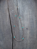 Turquoise Clay Beaded Necklace with Graduated Antique Copper-Finish Brass Beads