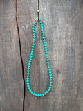 Turquoise Clay and 4mm brass beaded necklace with an antiqued copper finish