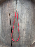 Red Clay Bead & 4mm Brass Bead Necklace