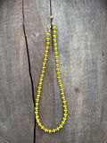 Yellow Clay Beaded Necklace with Antique Copper-Finish Brass Accents