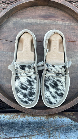 Grey Shoes with Black/White Cowhide #2