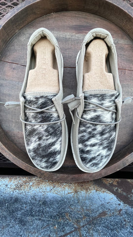Grey Shoes with Black/White Cowhide #3