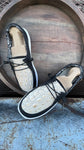 Black Shoes with White/Gold Crocodile Embossed Leather