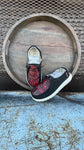 Kids Red/Black Roses Embossed Leather Shoes