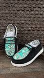 Kids Turquoise Embossed Leather Shoes