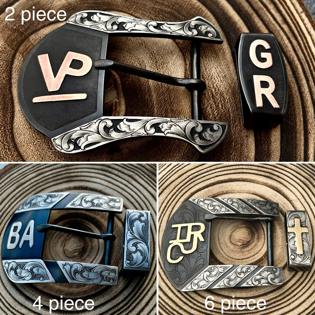 Custom Western Belt Buckle Style 3 / Nickel Silver / 2 Piece