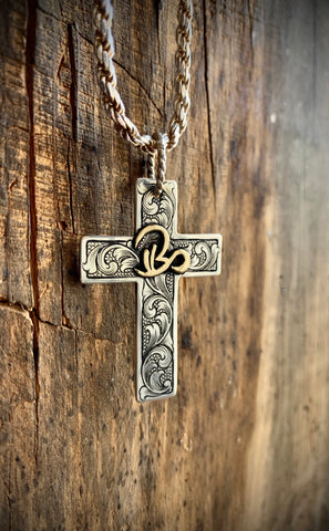 Sterling Silver Hand Engraved Cross Pendant
