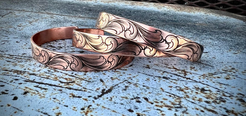 Hand engraved copper bracelet