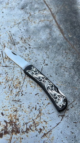 Fully Engraved Lockback Knife